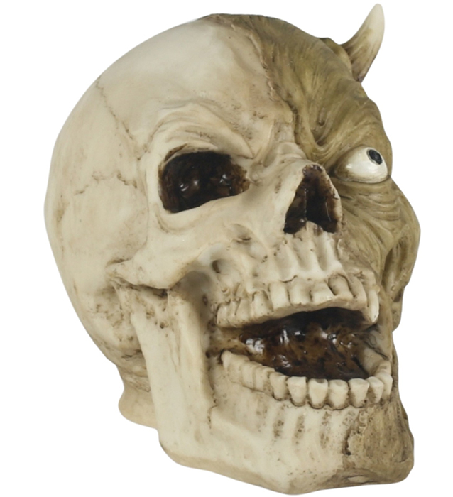 Resin Skull With Half Zombie Face